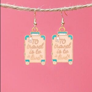 Luggage Earrings To Travel is to Live Metal Travel Travel Agent Flight Attendant